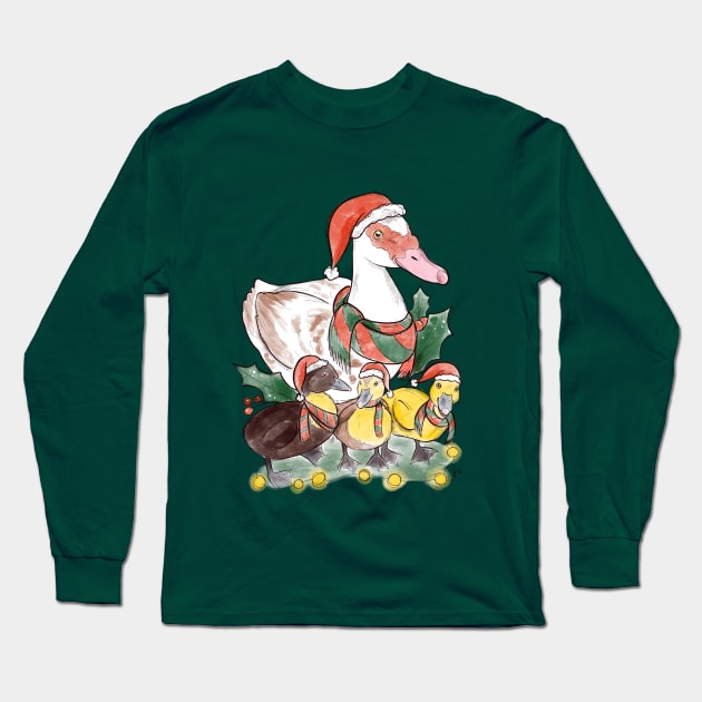 Christmas duck Long Sleeve T-Shirt by Jurassic Ink